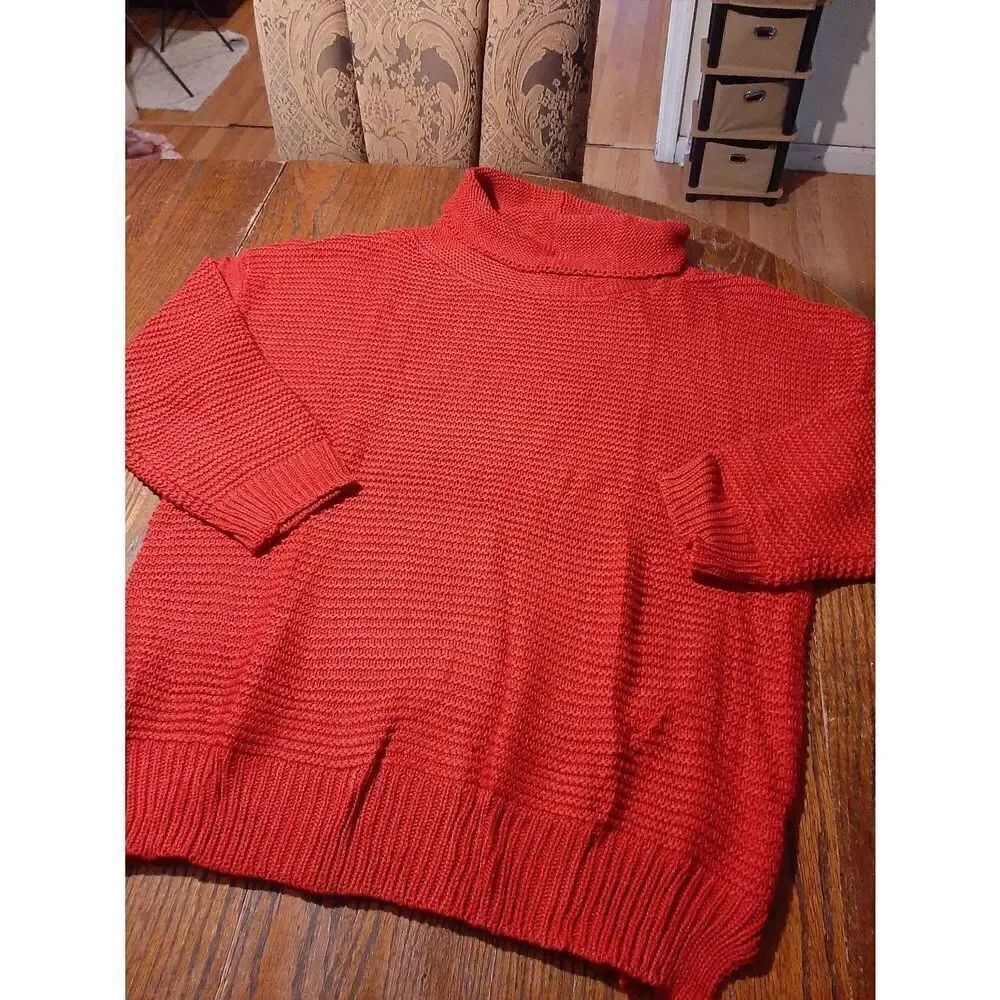 New XXL Red Long Sleeve Turtleneck Pullover Acrylic Knit Sweater NWT